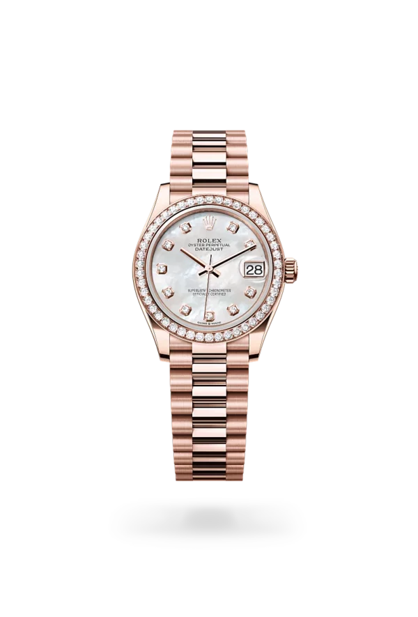 rolex datejust 31 in everose gold and diamonds, -m278285rbr-0005 - CD Peacock