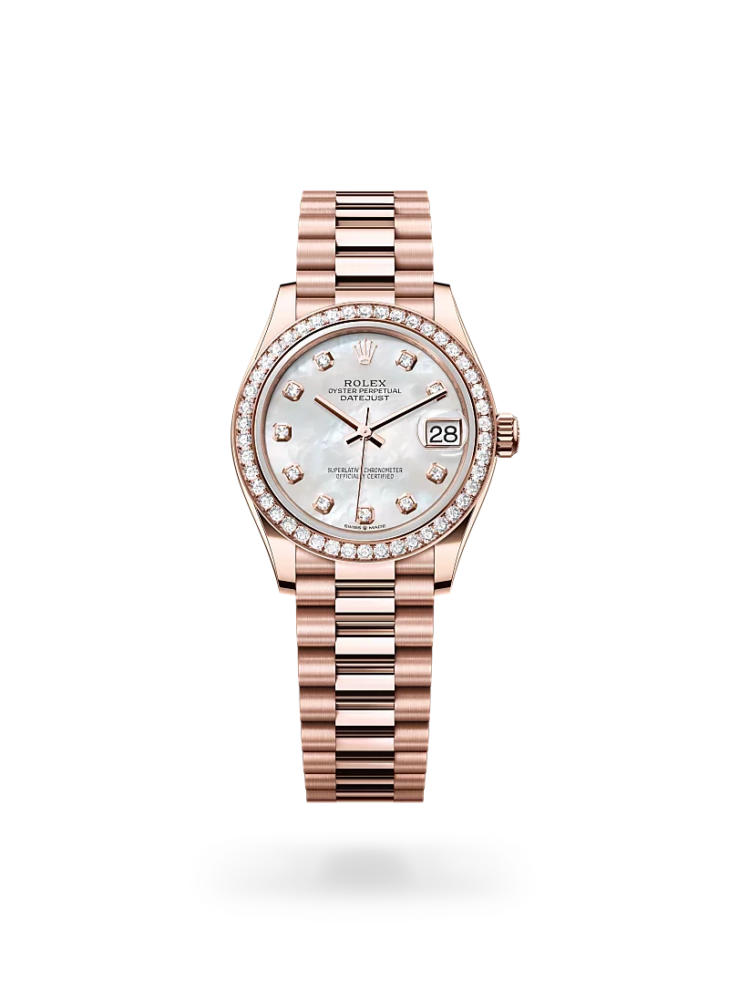 Rolex datejust 31 in everose gold and diamonds, -m278285rbr-0005 - CD Peacock