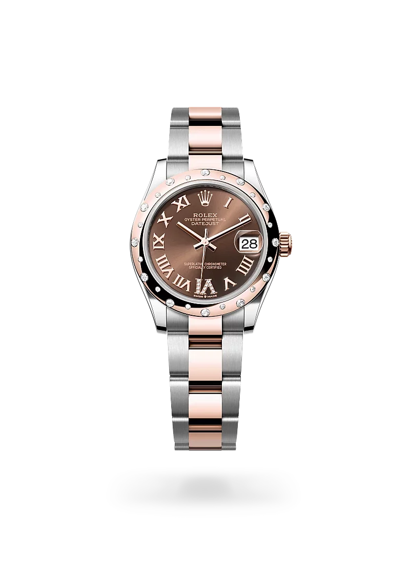 Rolex datejust 31 in oyster steel everose gold and diamonds, -m278341rbr-0003 - CD Peacock