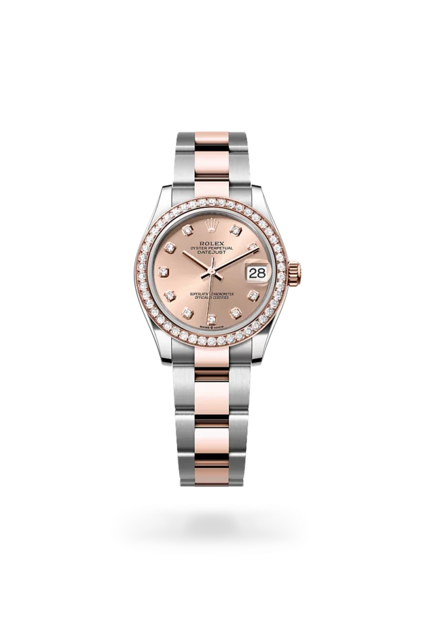 Rolex datejust 31 in oyster steel everose gold and diamonds, -m278381rbr-0023 - CD Peacock