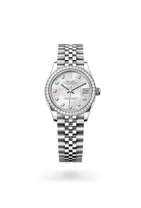 Rolex datejust 31 in oystersteel white gold and diamonds, -m278384rbr-0008 - CD Peacock