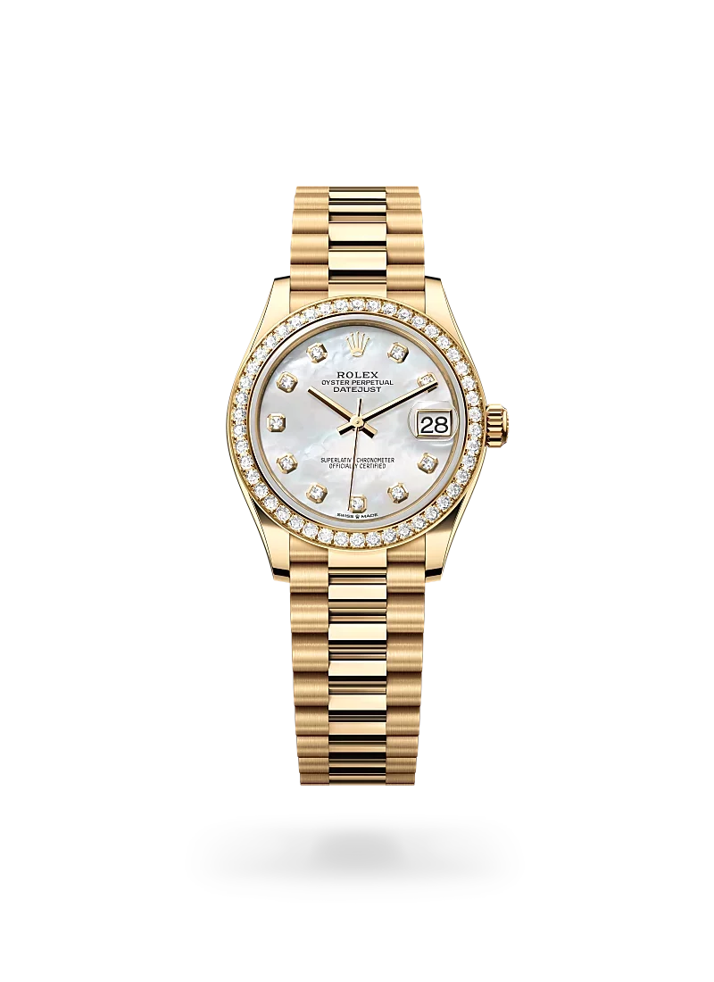 rolex datejust 31 in yellow gold and diamonds, -m278288rbr-0006, CD Peacock