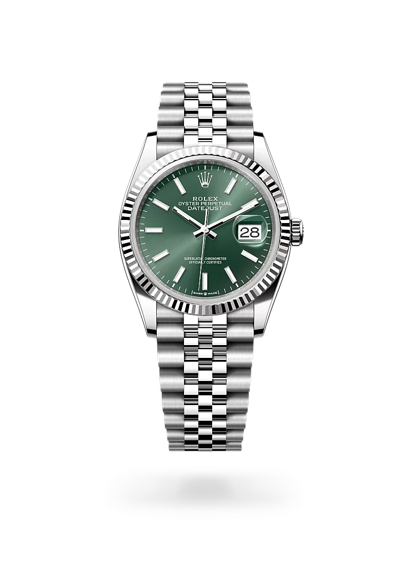 rolex datejust 36 in oystersteel and white gold, -m126234-0051 - CD Peacock