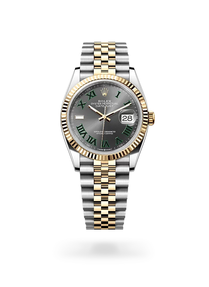 rolex datejust 36 in oystersteel and yellow gold, -m126233-0035 - CD Peacock