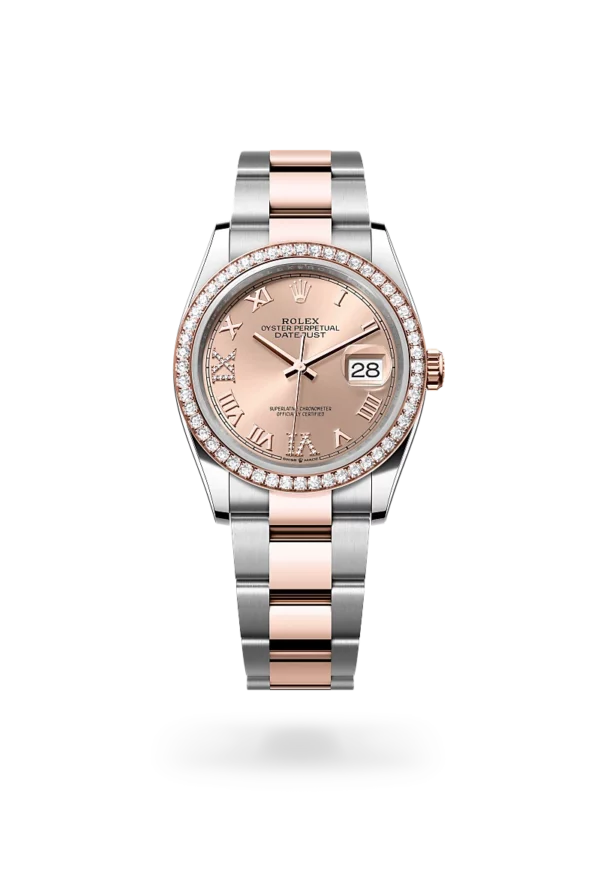 Rolex datejust 36 in oystersteel everose gold and diamonds, -m126281rbr-0016 - CD Peacock