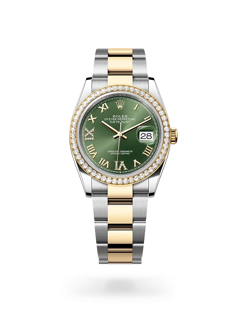 Rolex datejust 36 in oyster steel yellow gold and diamonds, -m126283rbr-0012 - CD Peacock