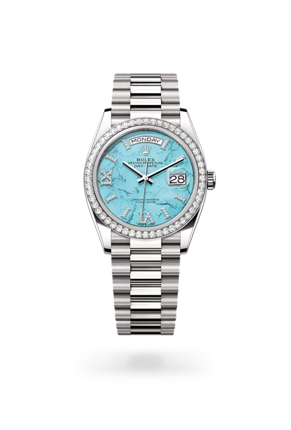 rolex day-date 36 in white gold and diamonds, m128349rbr-0031 - CD Peacock