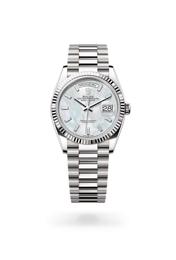 rolex day-date 36 in white gold, -m128239-0065 - CD Peacock