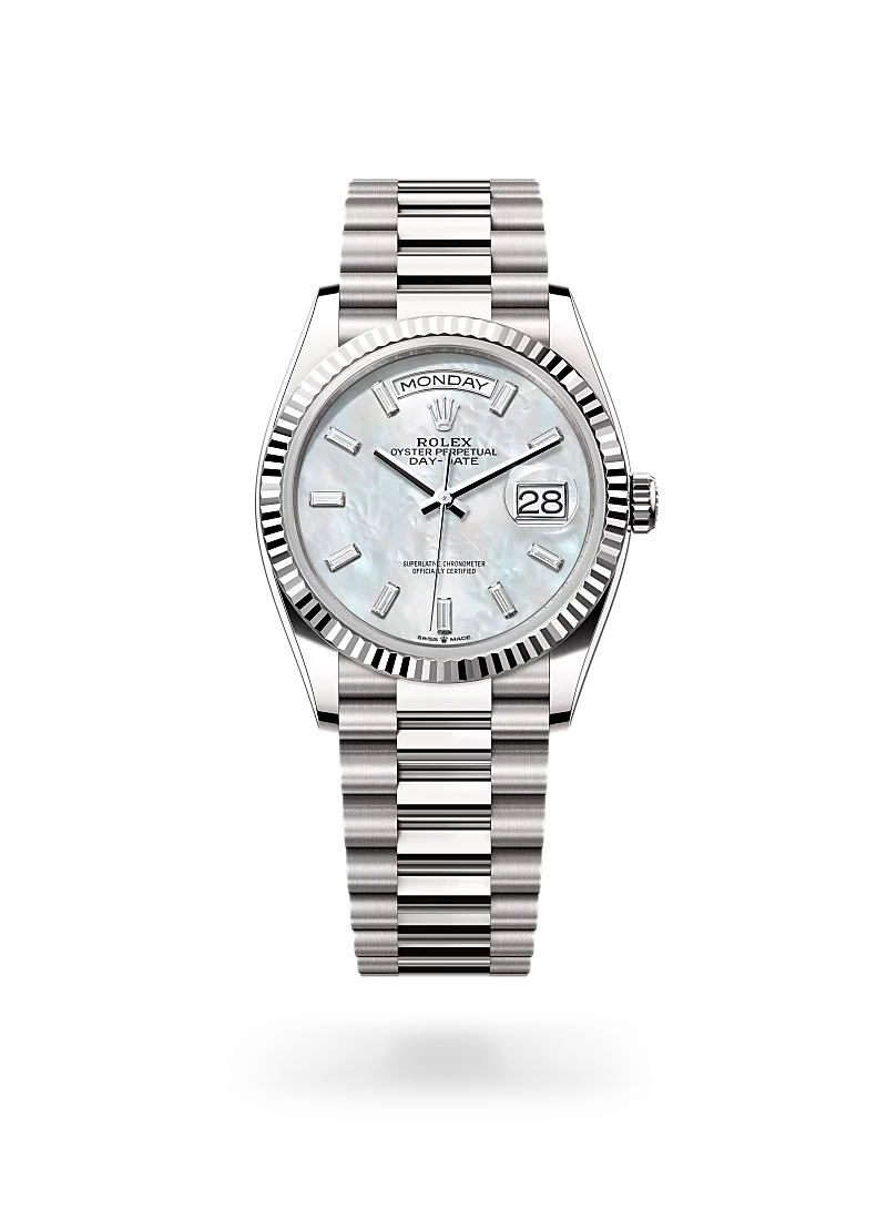 rolex day-date 36 in white gold, -m128239-0065 - CD Peacock