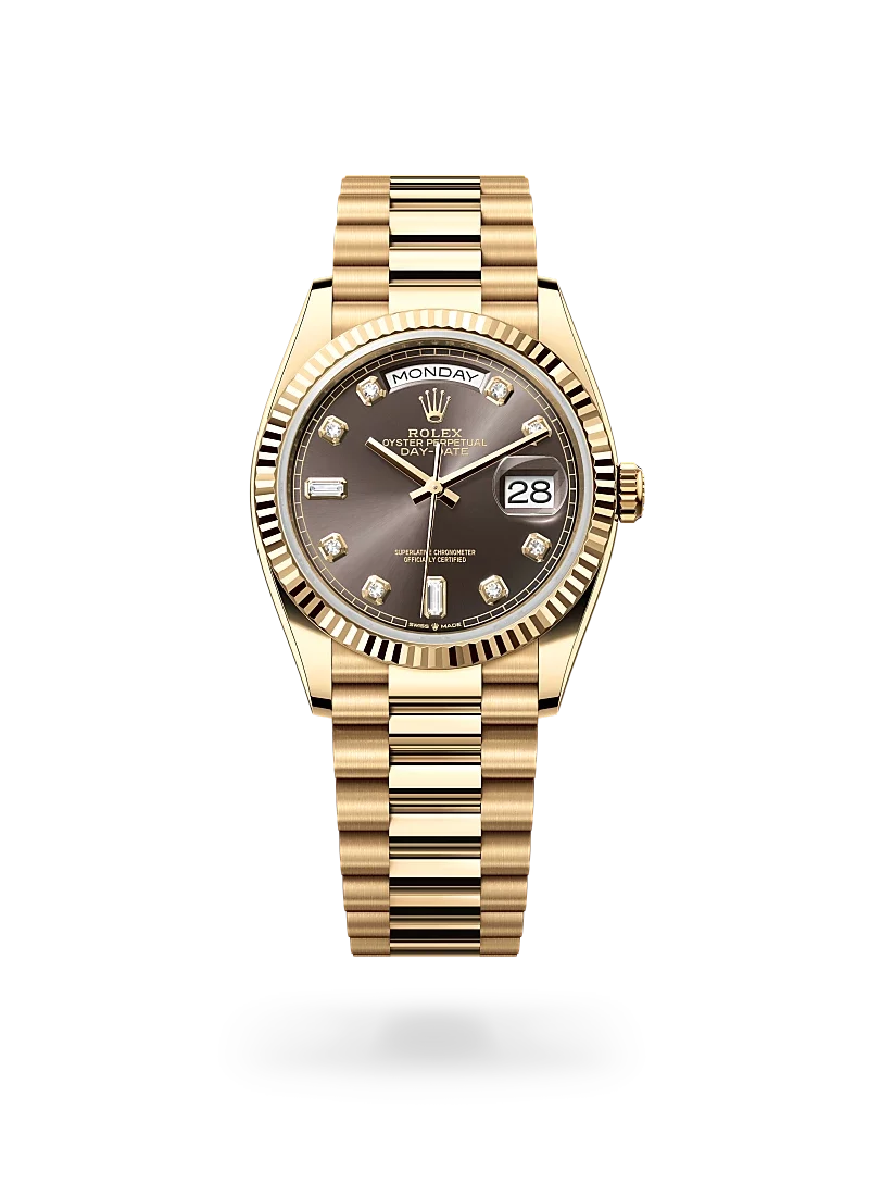 rolex day-date 36 in yellow gold, -m128238-0022 - CD Peacock