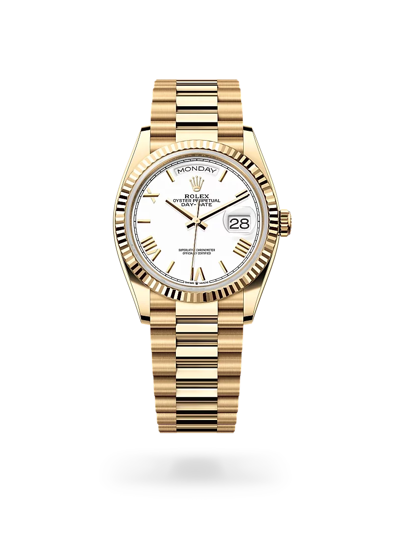 rolex day-date 36 in yellow gold, -m128238-0113 - CD Peacock