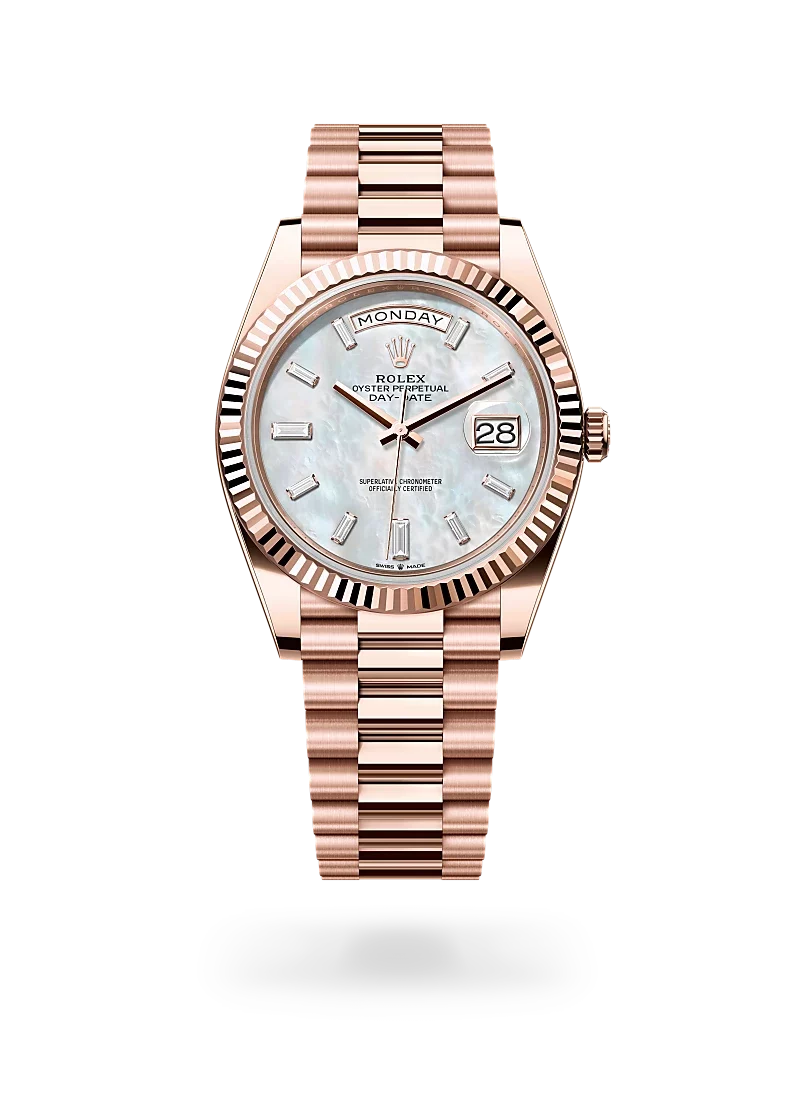 rolex day-date 40 in everose gold, m228235-0056 - CD Peacock