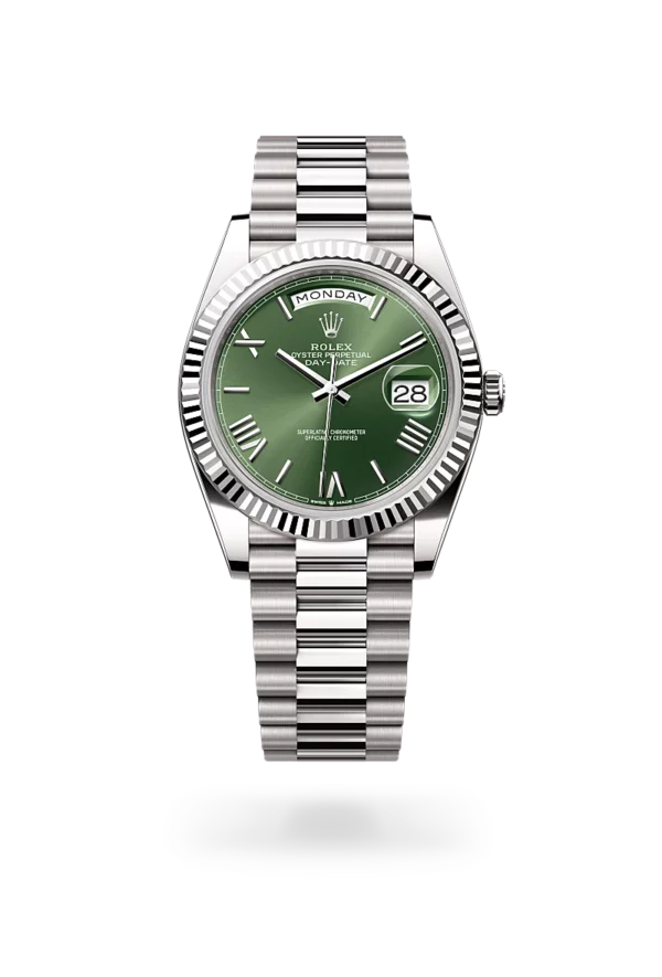 rolex day-date 40 in white gold, -m228239-0033 - CD Peacock