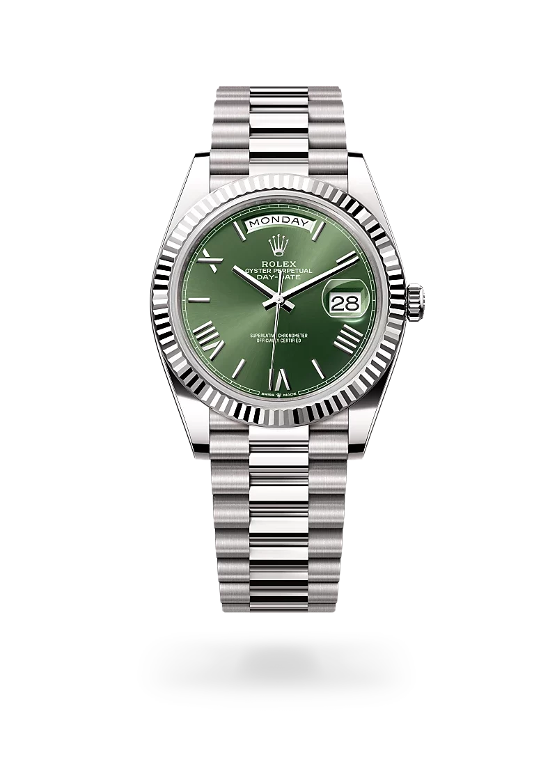 rolex day-date 40 in white gold, -m228239-0033 - CD Peacock