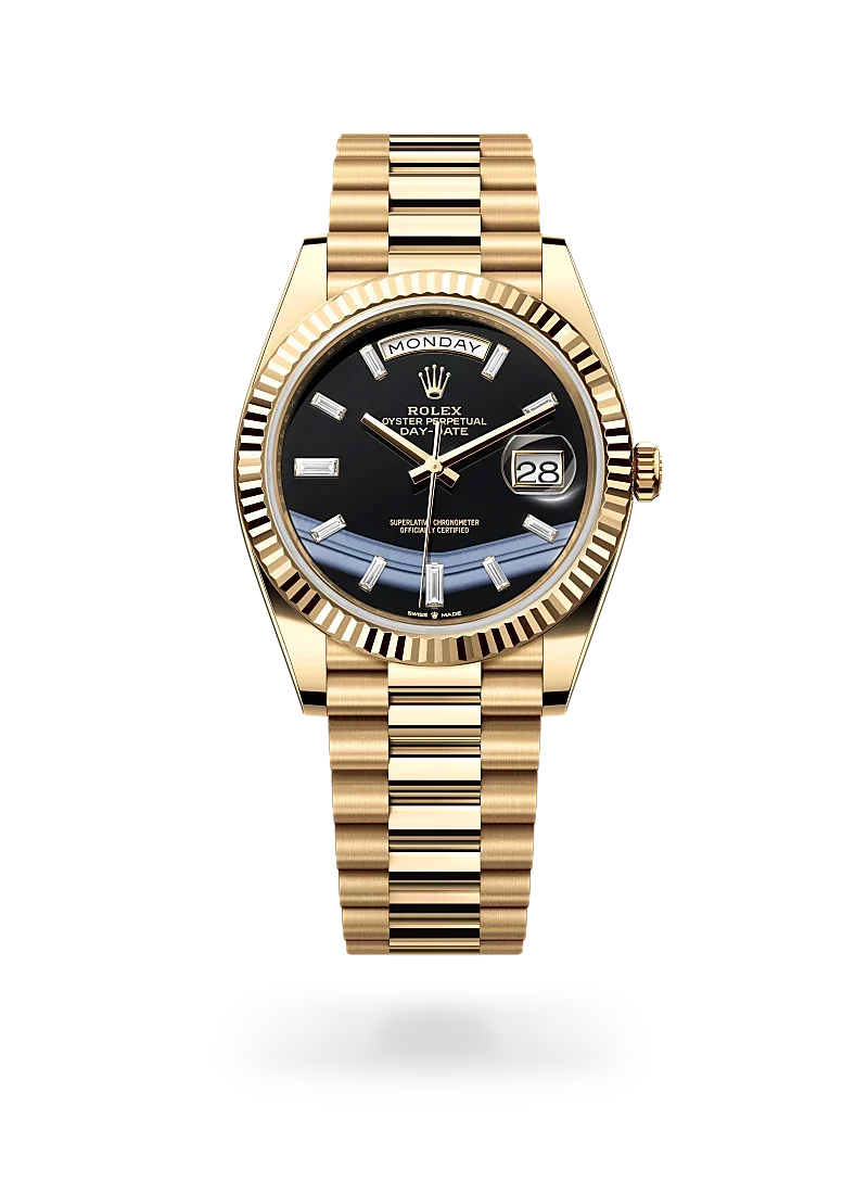 rolex day-date 40 in yellow gold, m228238-0059 - CD Peacock