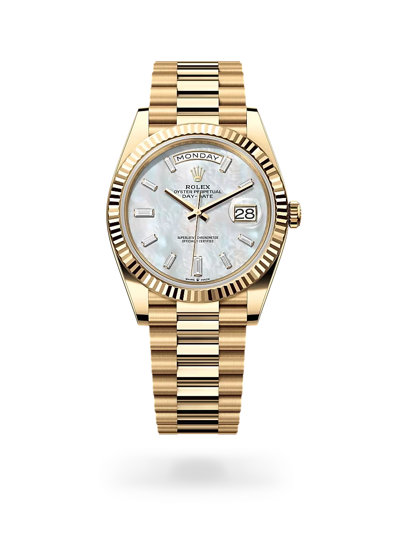 rolex day-date 40 in yellow gold, m228238-0071 - CD Peacock