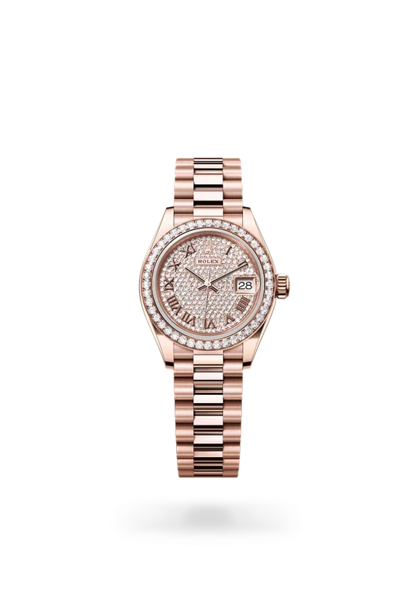 rolex lady-datejust in everose gold and diamonds, m279135rbr-0021 - CD Peacock