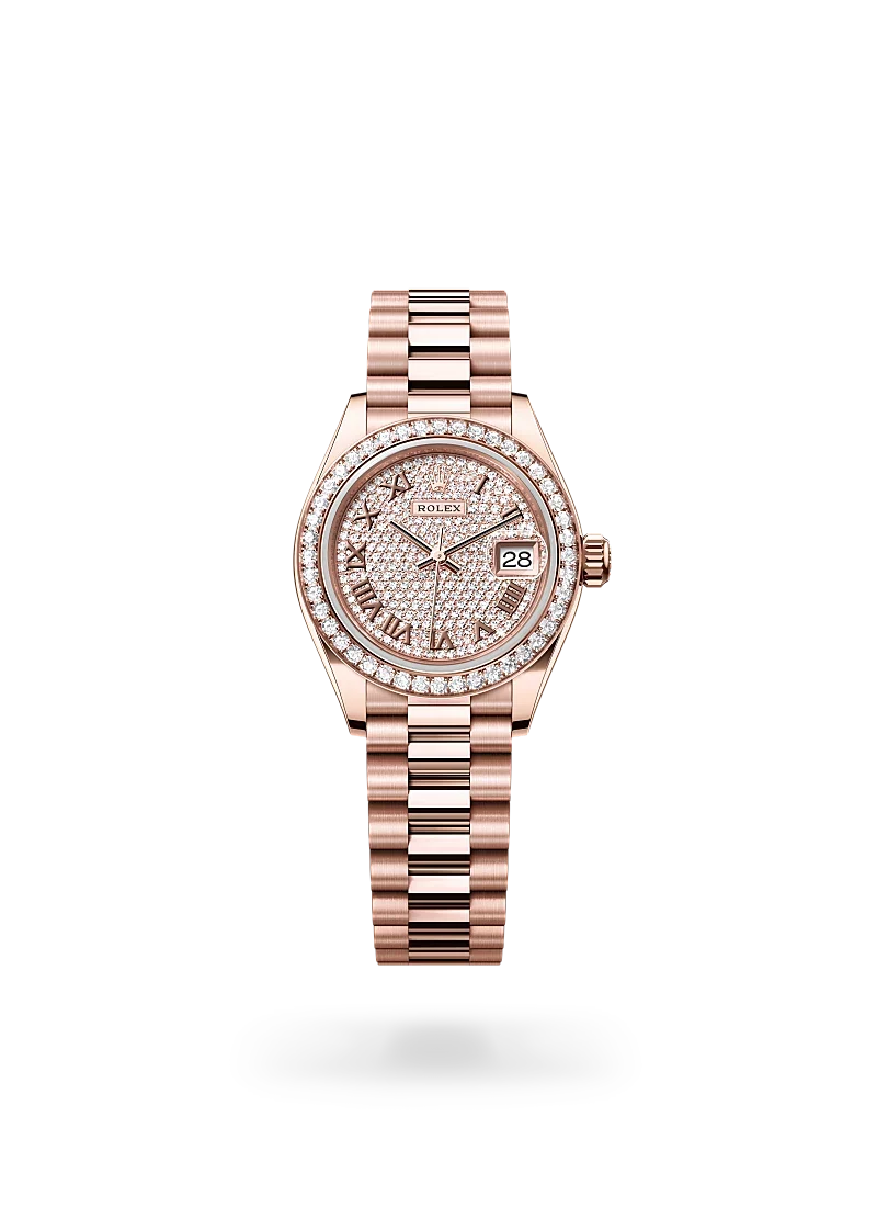 rolex lady-datejust in everose gold and diamonds, m279135rbr-0021 - CD Peacock