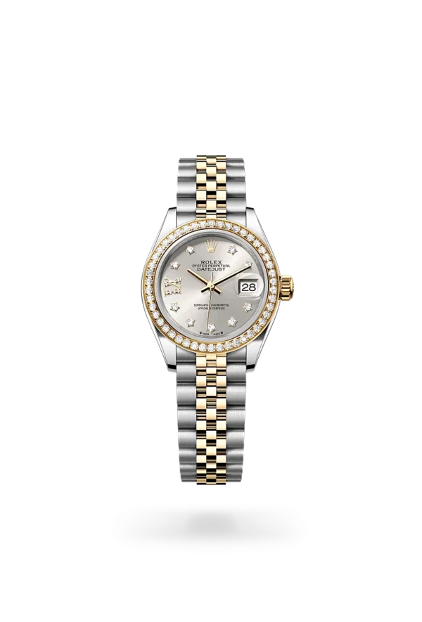 rolex lady-datejust in oystersteel yellow gold and diamonds, m279383rbr-0003 - CD Peacock