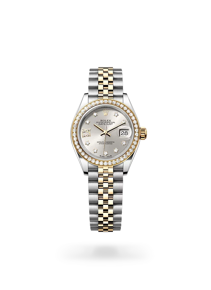 rolex lady-datejust in oystersteel yellow gold and diamonds, m279383rbr-0003 - CD Peacock