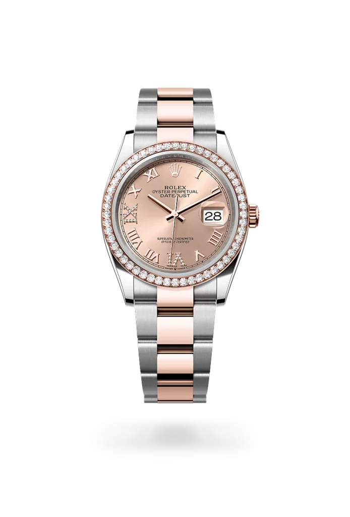 Rolex datejust 36 in oystersteel everose gold and diamonds, -m126281rbr-0016 - CD Peacock
