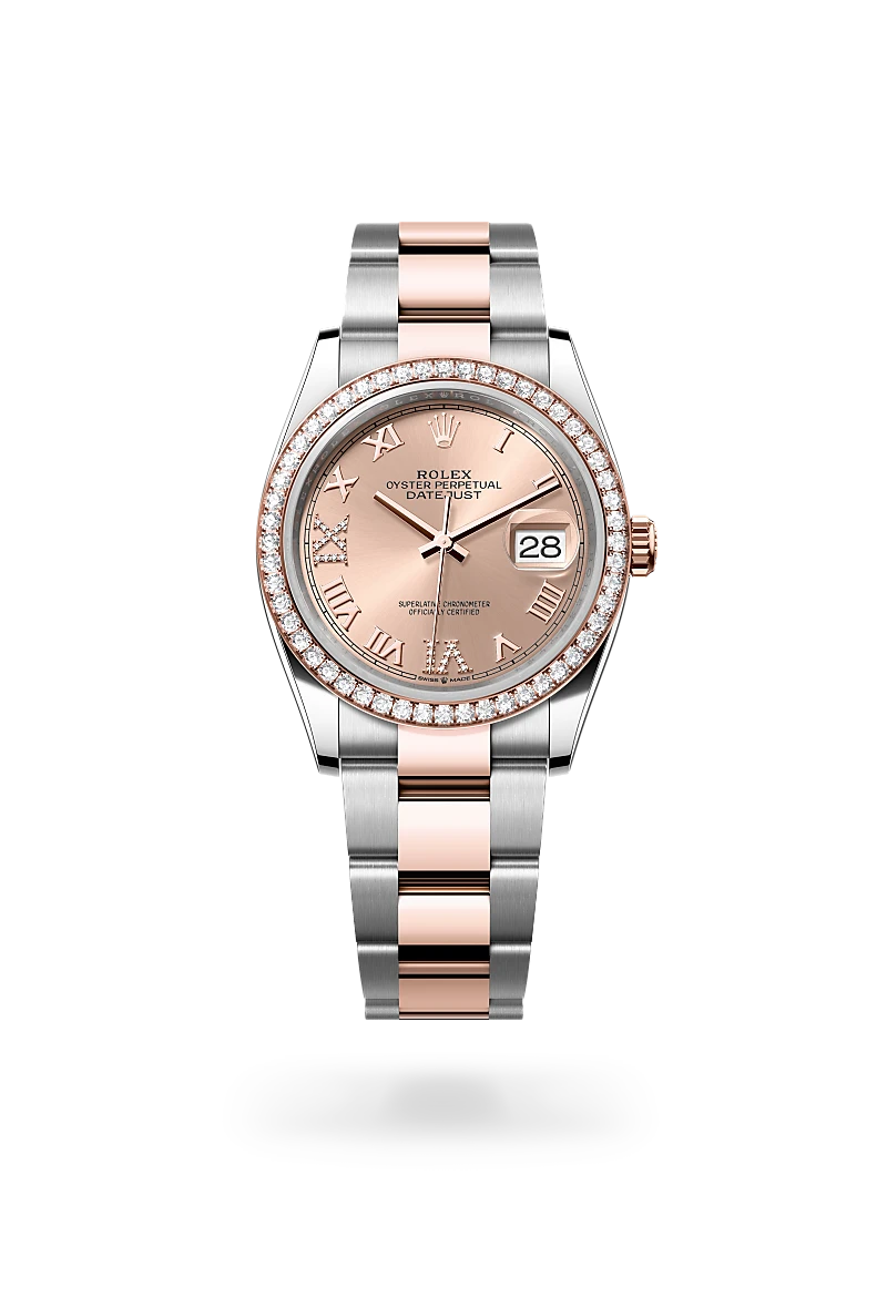 Rolex datejust 36 in oystersteel everose gold and diamonds, -m126281rbr-0016 - CD Peacock