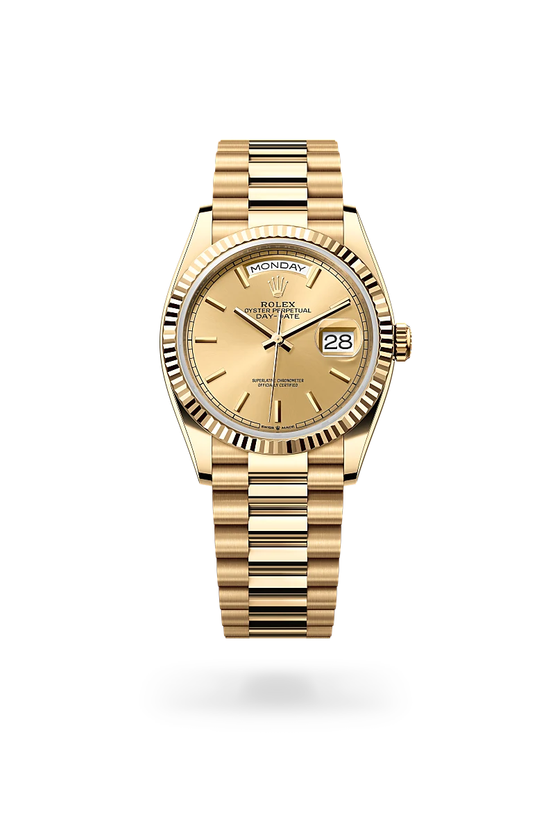 rolex day-date 36 in yellow gold, m128238-0045 - CD Peacock
