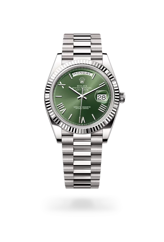 rolex day-date 40 in white gold, -m228239-0033 - CD Peacock