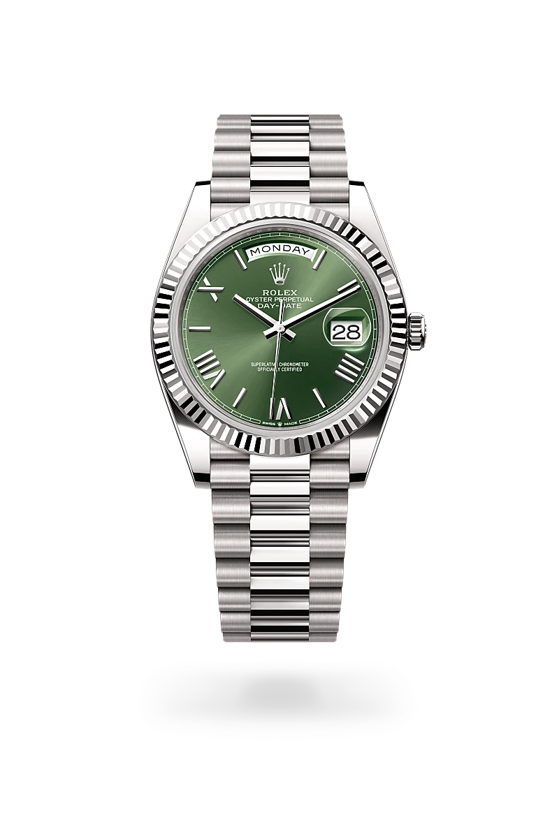 rolex day-date 40 in white gold, -m228239-0033 - CD Peacock