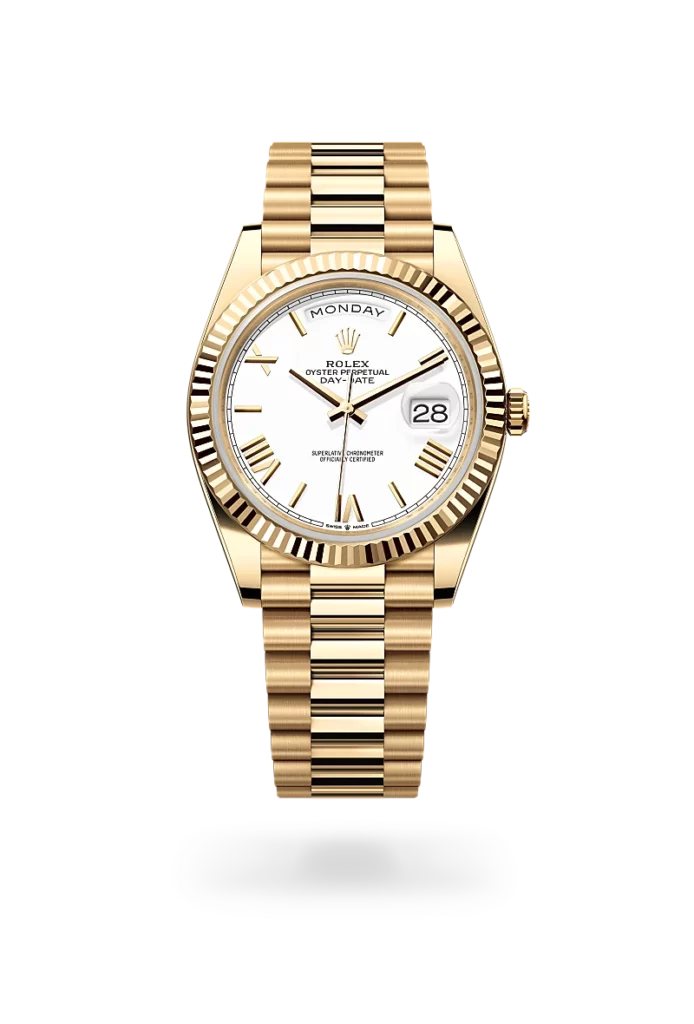 rolex day-date 40 in yellow gold, m228238-0042 - CD Peacock