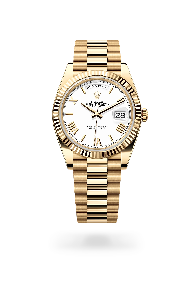 rolex day-date 40 in yellow gold, m228238-0042 - CD Peacock