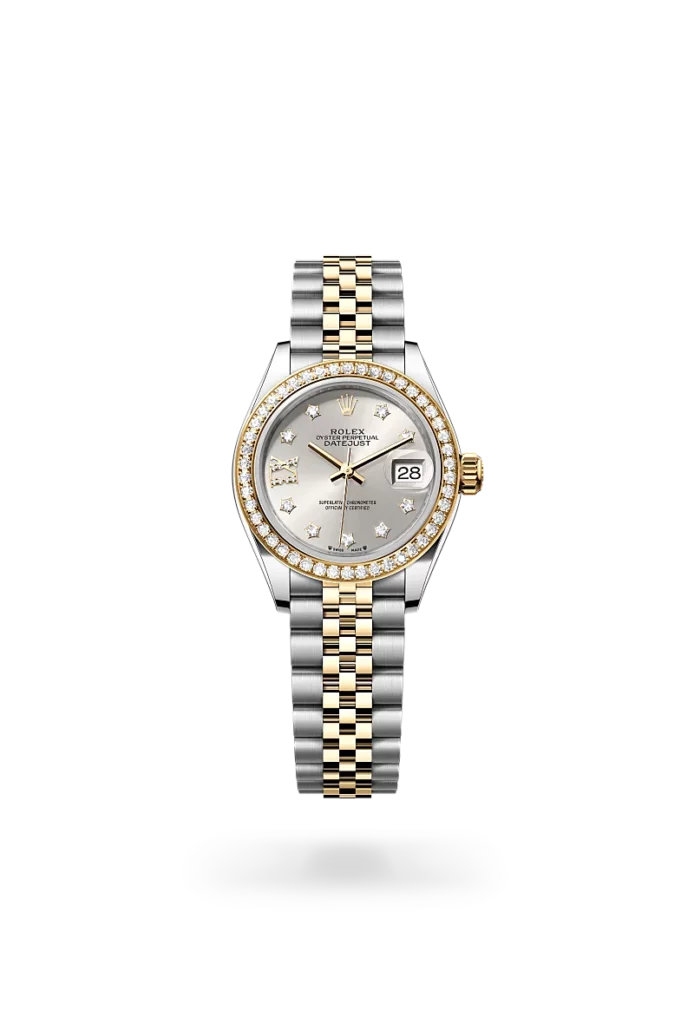 rolex lady-datejust in oystersteel yellow gold and diamonds, m279383rbr-0003 - CD Peacock