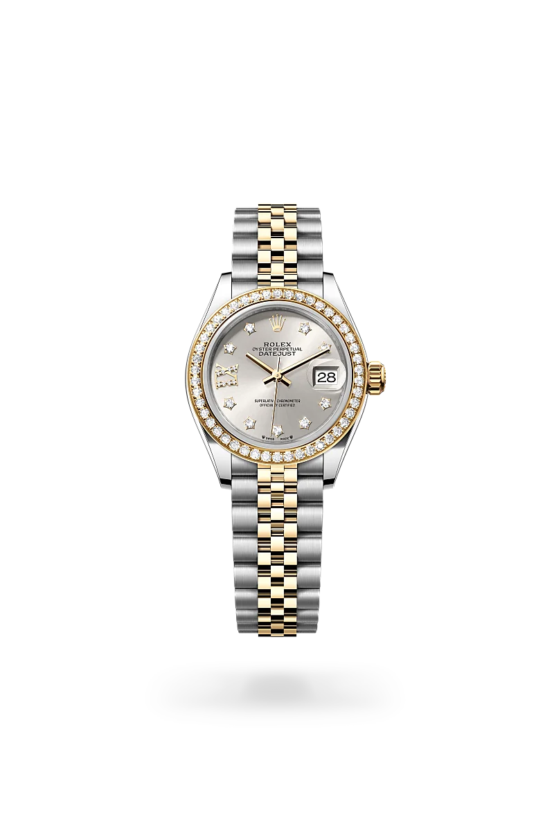 rolex lady-datejust in oystersteel yellow gold and diamonds, m279383rbr-0003 - CD Peacock